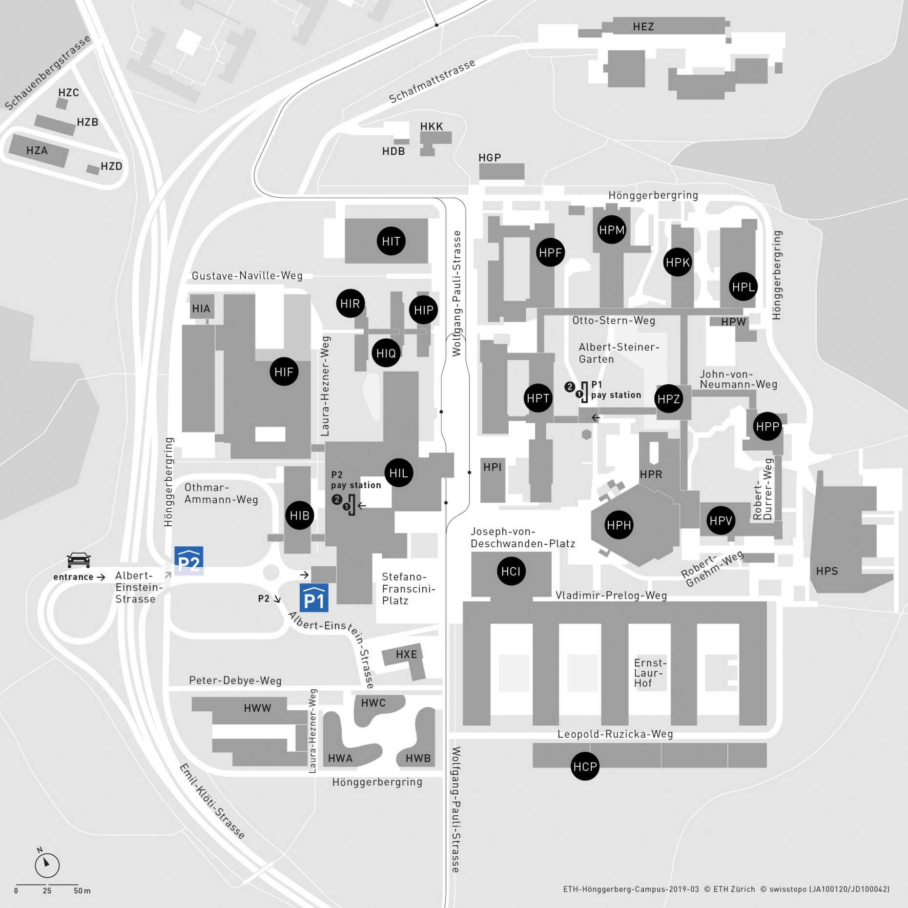 Enlarged view: Site map Hönggerberg campus